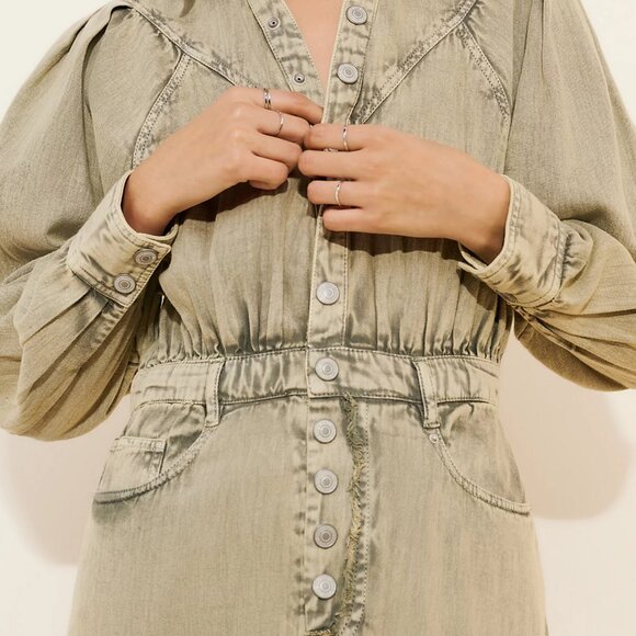 Free People / Mad Love Denim Midi Dress (Size S) - Picture 3 of 5